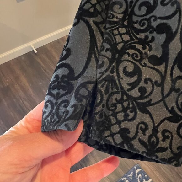 Roz & Ali Black Paisley Burnout Velvet Long Duster Jacket, Size Medium - Picture 5 of 15